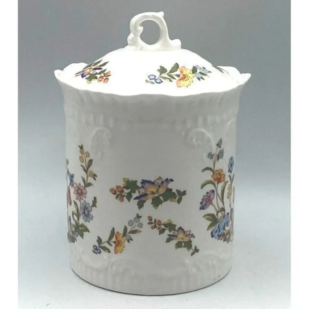 Aynsley Cottage Garden Biscuit Canister Jar‎ Storage 4 3/4